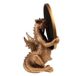 Zlaté antik stolní zrcadlo Drak - 16*13*25 cm
