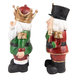 2ks zeleno-červená dekorace Louskáček - 11*8*21 cm