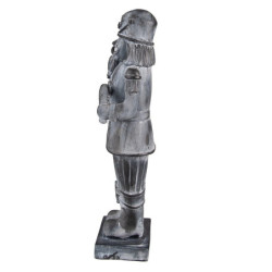 Šedá antik dekorace Louskáček s věnečkem I - 15*11*47 cm