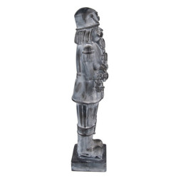 Šedá antik dekorace Louskáček s věnečkem I - 15*11*47 cm