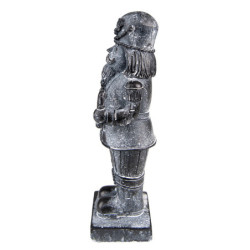 Šedá antik dekorace Louskáček s věnečkem - 9*6*21 cm