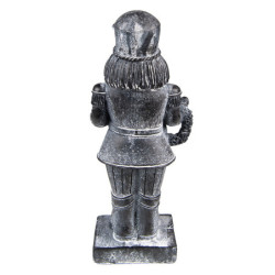 Šedá antik dekorace Louskáček s věnečkem - 9*6*21 cm