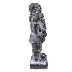 Šedá antik dekorace Louskáček s věnečkem - 9*6*21 cm