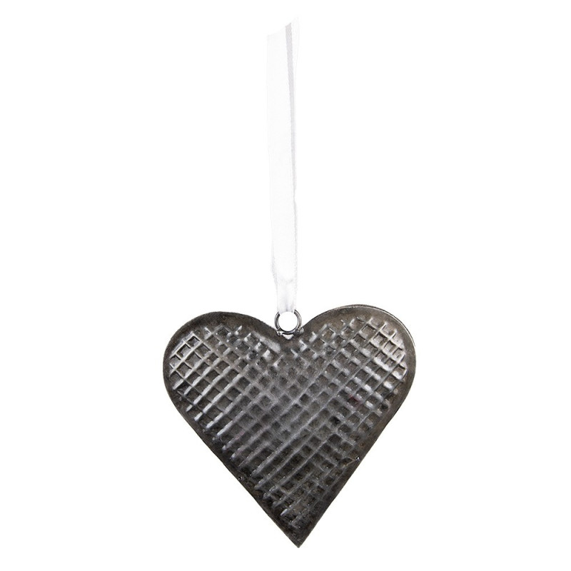 Šedé antik závěsné kovové srdce Herli - 17*3*16 cm