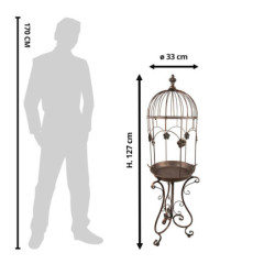 Měděno-hnědý antik dekorační kovový stojan na květiny - Ø 39*127 cm