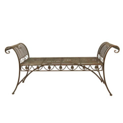 Zeleno-hnědá antik kovová zahradní lavice - 142*41*66 cm