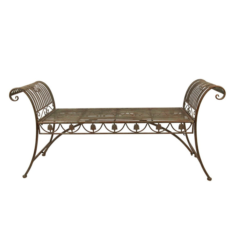 Zeleno-hnědá antik kovová zahradní lavice - 142*41*66 cm