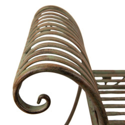 Zeleno-hnědá antik kovová zahradní lavice - 142*41*66 cm