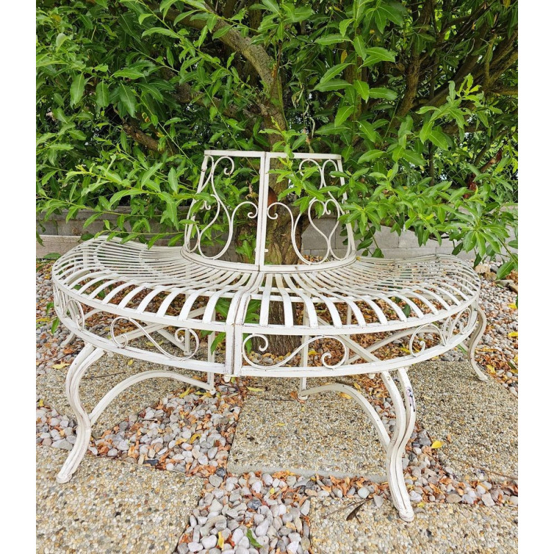 Béžová antik zahradní lavice kolem stromu Trea - 139*49*78 cm