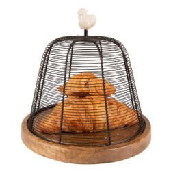 Dřevěný kulatý podnos s kovovým poklopem Chick Bei - Ø 24*24 cm