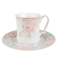 Porcelánový dezertní talířek s růžovými květy Rosa - Ø 19*2 cm