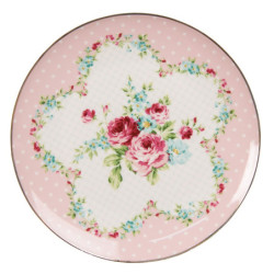 Růžový porcelánový dezetní talířek Laverne - Ø 20*2 cm
