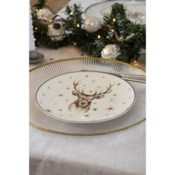 Dezertní porcelánový zimní talířek s jelenem Reindeer - Ø 21*2 cm