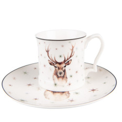 Dezertní porcelánový zimní talířek s jelenem Reindeer - Ø 21*2 cm