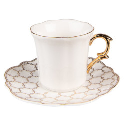 Bílý porcelánový šálek se vzorovaným podšálkem Cuppie  - Ø 12*7 / 95 ml