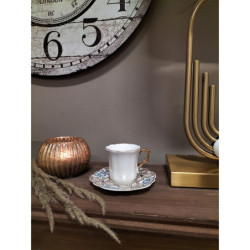Bílý porcelánový šálek s barevným podšálkem Cuppie  - Ø 12*7 / 95 ml