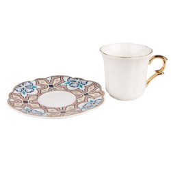 Bílý porcelánový šálek s barevným podšálkem Cuppie  - Ø 12*7 / 95 ml