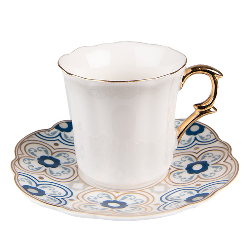 Bílý porcelánový šálek s barevným podšálkem Cuppie  - Ø 12*7 / 95 ml