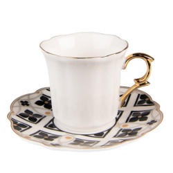 Bílý porcelánový šálek s barevným podšálkem Cuppie  - Ø 12*7 / 95 ml