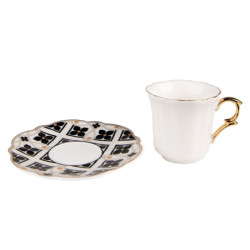 Bílý porcelánový šálek s barevným podšálkem Cuppie  - Ø 12*7 / 95 ml