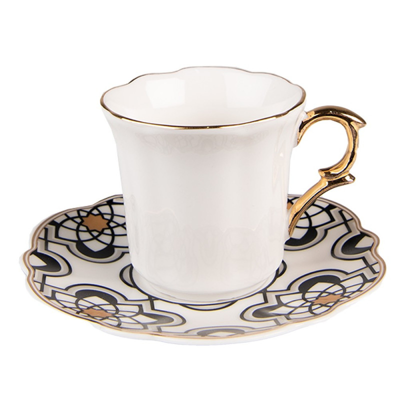 Bílý porcelánový šálek s barevným podšálkem Cuppie  - Ø12*7 / 95 ml