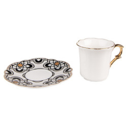 Bílý porcelánový šálek s barevným podšálkem Cuppie  - Ø12*7 / 95 ml