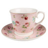 Růžový porcelánový šálek s podšálkem Laverne - Ø 15*8 / 250 ml