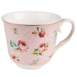 Růžový porcelánový šálek s podšálkem Laverne - Ø 15*8 / 250 ml