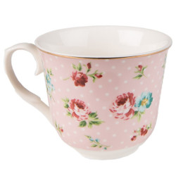 Růžový porcelánový šálek s podšálkem Laverne - Ø 15*8 / 250 ml
