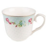 Zelený porcelánový šálek s podšálkem s květy - Ø 15*8 / 250 ml