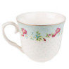 Zelený porcelánový šálek s podšálkem s květy - Ø 15*8 / 250 ml