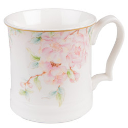 Porcelánový hrnek s růžovými květy Rosa - 13*9*9 cm / 414 ml