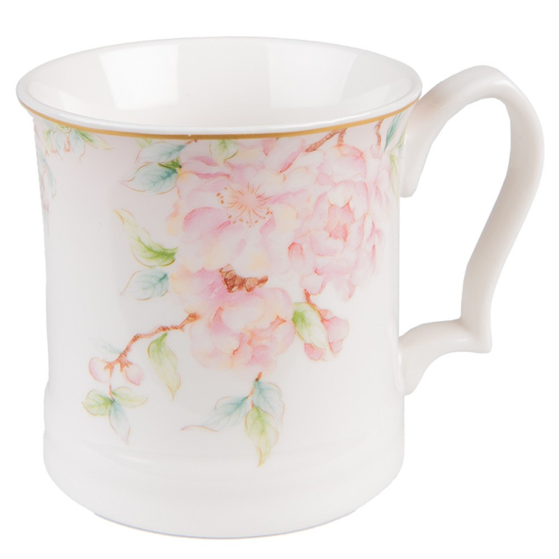 Porcelánový hrnek s růžovými květy Rosa - 13*9*9 cm / 414 ml