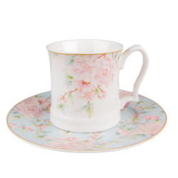 Porcelánový hrnek s růžovými květy Rosa - 13*9*9 cm / 414 ml