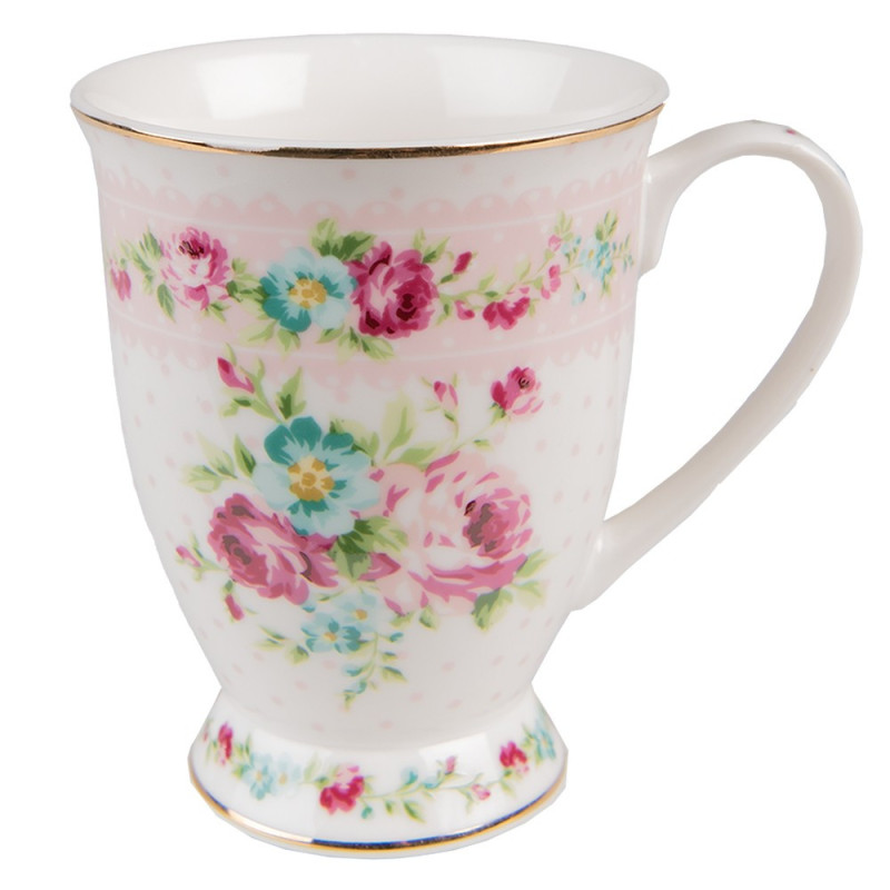 Růžový porcelánový hrneček Laverne - 12*9*10 cm / 296 ml