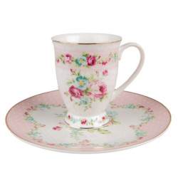 Růžový porcelánový hrneček Laverne - 12*9*10 cm / 296 ml