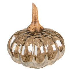 Dekorace hnědo-zelená skleněná dýně Pumpkin L - Ø 20*23 cm