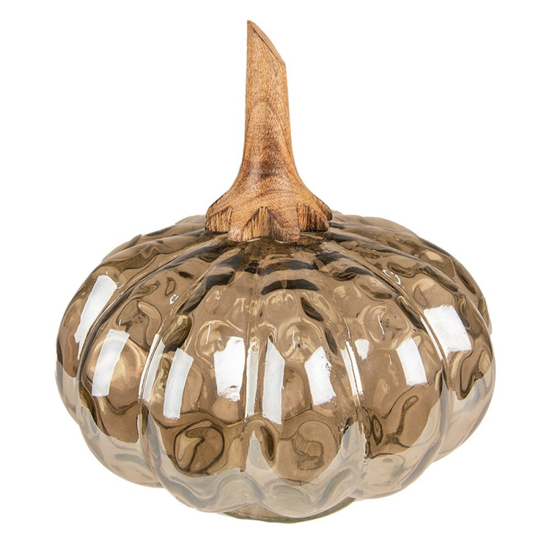 Dekorace hnědo-zelená skleněná dýně Pumpkin L - Ø 20*23 cm