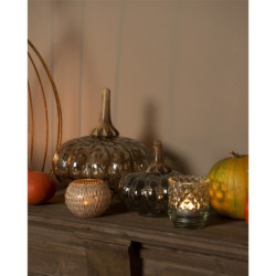 Dekorace hnědo-zelená skleněná dýně Pumpkin L - Ø 20*23 cm