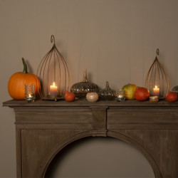 Dekorace hnědo-zelená skleněná dýně Pumpkin L - Ø 20*23 cm