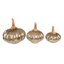 Dekorace hnědo-zelená skleněná dýně Pumpkin L - Ø 20*23 cm