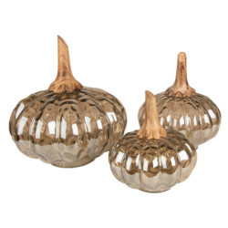 Dekorace hnědo-zelená skleněná dýně Pumpkin L - Ø 20*23 cm