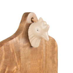 Hnědé dřevěné prkénko s ozdobou Chick Bei - 36*25*5 cm