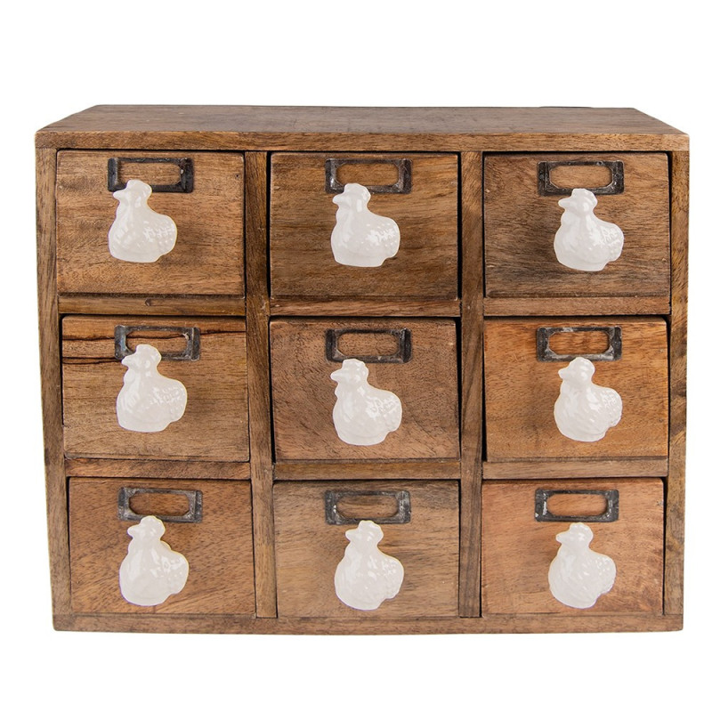 Mini dřevěná nástěnná komoda s 9-ti šuplíčky Chick Bei - 34*12*30 cm