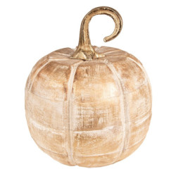 Zlatá dekorativní dřevěná socha dýně Pumpkin - Ø20*20 cm