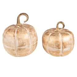 Zlatá dekorativní dřevěná socha dýně Pumpkin - Ø20*20 cm