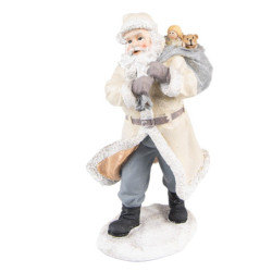 Béžová dekorace Santa s pytlem hraček - 11*9*21 cm