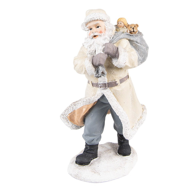 Béžová dekorace Santa s pytlem hraček - 11*9*21 cm