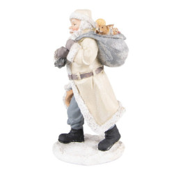 Béžová dekorace Santa s pytlem hraček - 11*9*21 cm