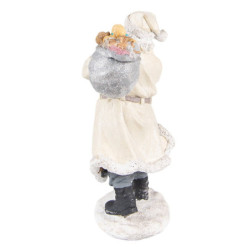 Béžová dekorace Santa s pytlem hraček - 11*9*21 cm